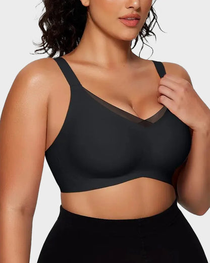 Wireless V-Neck Crossover Mesh Support Bra