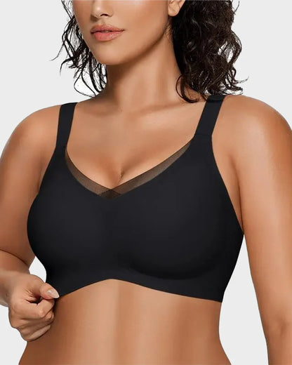 Wireless V-Neck Crossover Mesh Support Bra
