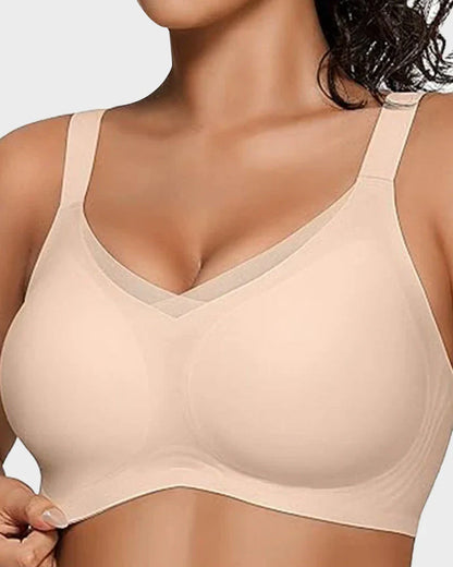 Wireless V-Neck Crossover Mesh Support Bra